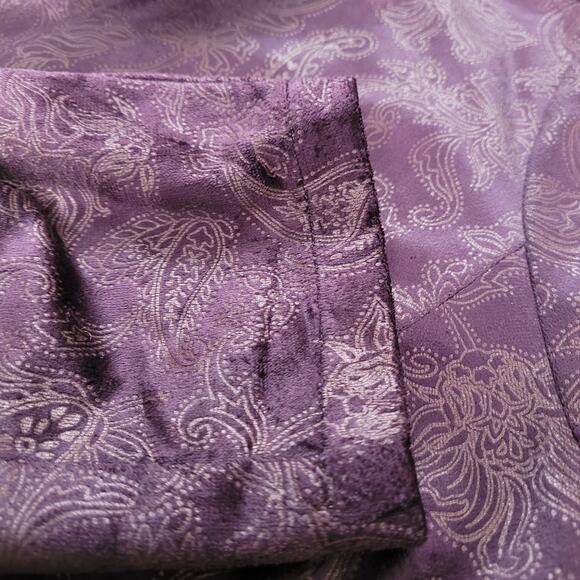 Midnight Velvet Womens Purple Paisley Notch Lapel Velvet Long Jacket Size 1X - Picture 5 of 10